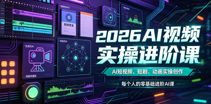 2026AI视频实操进阶课,AI短视频、短剧、动画实操创作,每个人的零基础进阶ai课(更新0825)-选优云网创