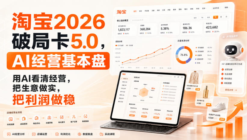 智篆商业-淘宝2026破局卡5.0，AI经营基本盘，用AI看清经营，把生意做实，把利润做稳-选优云网创