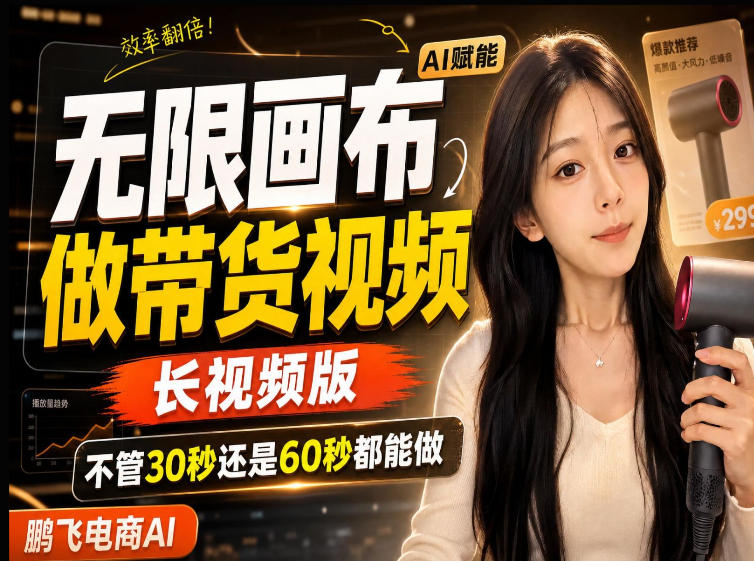 【保姆级教程】无限画布搭建长带货视频，拼接不翻车全程一致，小白跟着步骤也能上手-选优云网创